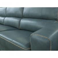 Sofá Reclinável De Couro Lisboa 3 Lugares Couro Turquese - Mempra - 3