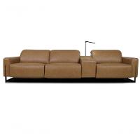 Sofá Reclinável Elétrico De Couro Legend Com Itable E Luminária à Direita Soft Brown - Mempra - 1