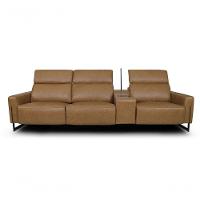 Sofá Reclinável Elétrico De Couro Legend Com Itable E Luminária à Direita Soft Brown - Mempra