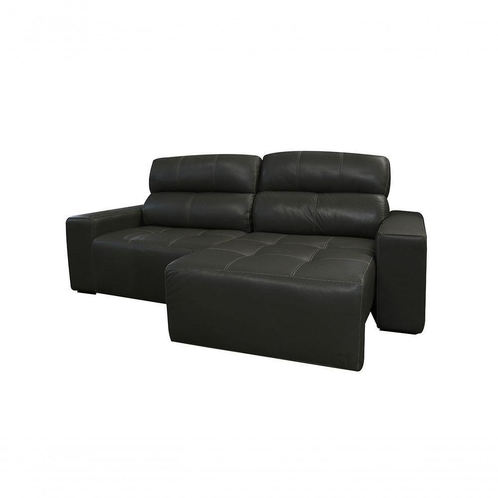 Sofá Retrátil E Reclinável De Couro Atami 2,50 M Graphite - Mempra Design - 2