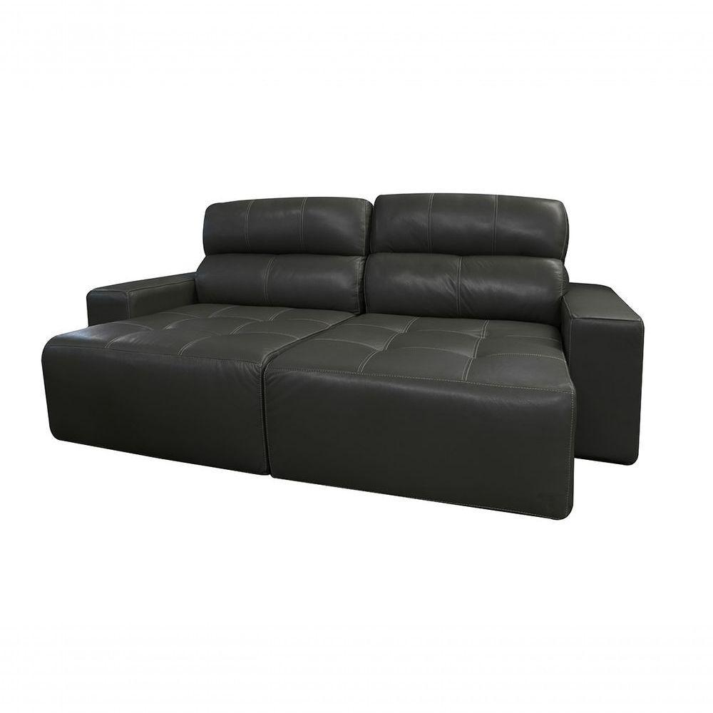 Sofá Retrátil E Reclinável De Couro Atami 2,50 M Graphite - Mempra Design - 3