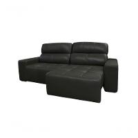 Sofá Retrátil E Reclinável De Couro Atami 2,50 M Graphite - Mempra Design - 2