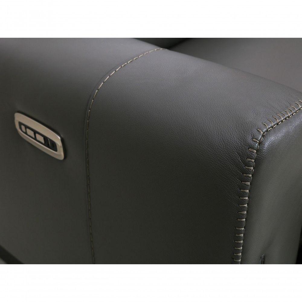 Sofá Reclinável Elétrico De Couro Legend Graphite - Mempra - 3