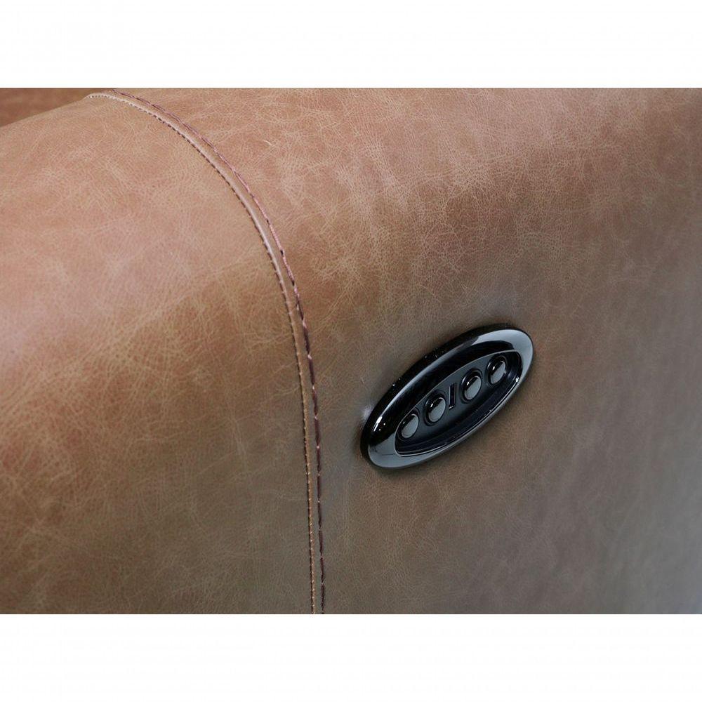 Sofá Reclinável Elétrico De Couro Legend Com Itable E Luminária à Esquerda Soft Brown - Mempra - 6