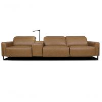 Sofá Reclinável Elétrico De Couro Legend Com Itable E Luminária à Esquerda Soft Brown - Mempra - 1