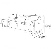 Sofá Reclinável Elétrico De Couro Legend Com Itable E Luminária à Esquerda Soft Brown - Mempra - 2