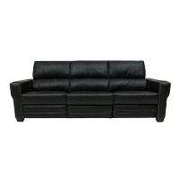 Sofá Reclinável De Couro Lisboa 3 Lugares Preto Pigmentado - Mempra - 1