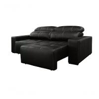 Sofá Retrátil E Reclinável De Couro Atami 2,50 M Preto Pigmentado - Mempra Design - 5