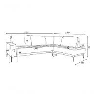 Sofá De Couro Rubi 2 Lugares Com Chaise Direita Soft Mel - Mempra Design - 2