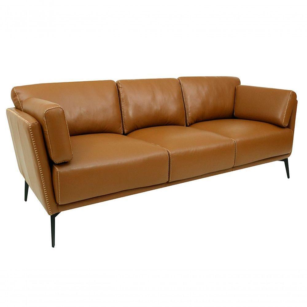 Sofá De Couro Lexus 3 Lugares Brown - Mempra - 4
