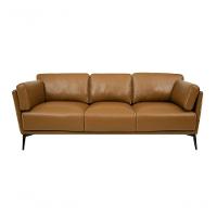 Sofá De Couro Lexus 3 Lugares Brown - Mempra - 1