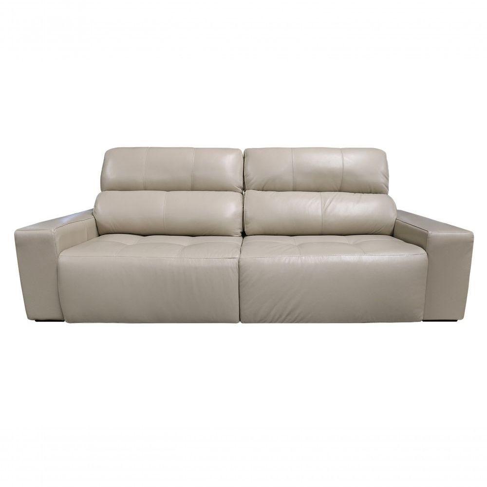 Sofá Retrátil E Reclinável De Couro Atami 2,50 M Taupe - Mempra Design - 1