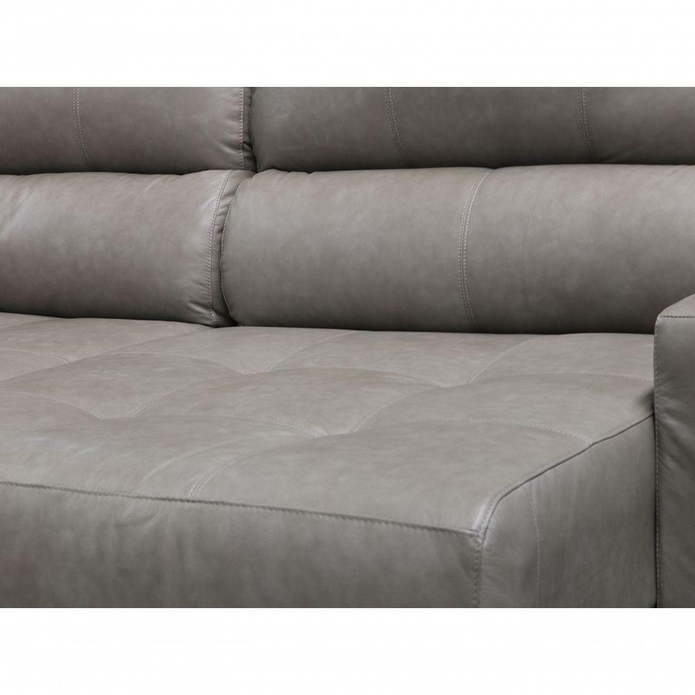 Sofá Retrátil E Reclinável De Couro Atami 2,30 M Cement Grey - Mempra Design - 5