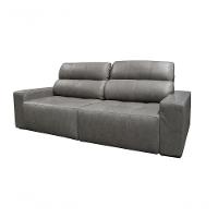 Sofá Retrátil E Reclinável De Couro Atami 2,30 M Cement Grey - Mempra Design - 2