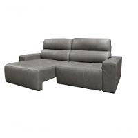 Sofá Retrátil E Reclinável De Couro Atami 2,30 M Cement Grey - Mempra Design - 3