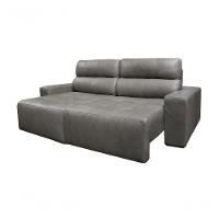 Sofá Retrátil E Reclinável De Couro Atami 2,30 M Cement Grey - Mempra Design