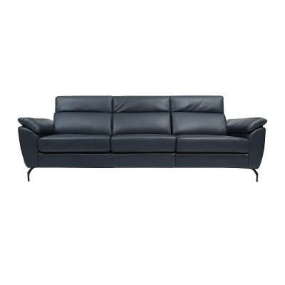 Sofá De Couro Hannover 3 Lugares Blue Bicolor 3,08 M - Mempra