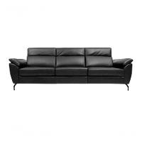 Sofá De Couro Hannover 3 Lugares Preto Pigmentado 3,08 M - Mempra - 1