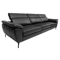 Sofá De Couro Hannover 3 Lugares Preto Pigmentado 3,08 M - Mempra - 2