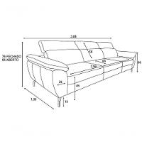Sofá De Couro Hannover 3 Lugares Preto Pigmentado 3,08 M - Mempra - 5