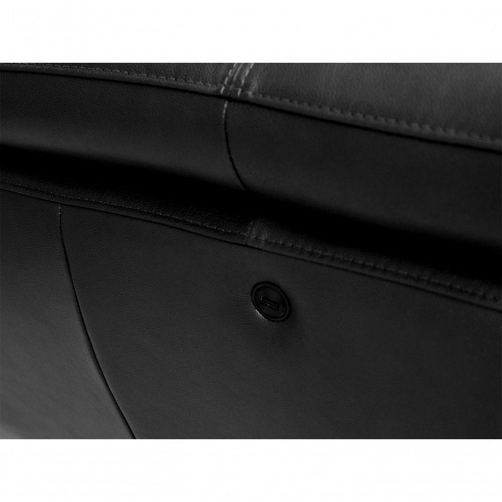 Sofá De Couro Hannover 3 Lugares Preto Pigmentado 2,78 M - Mempra - 4