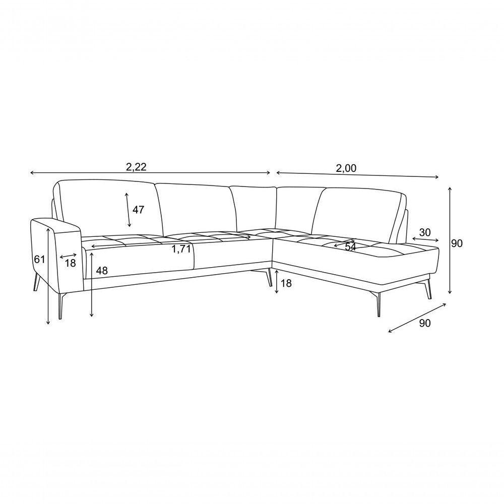 Sofá De Couro Rubi 2 Lugares Com Chaise Esquerda Soft Mel - Mempra Design - 6