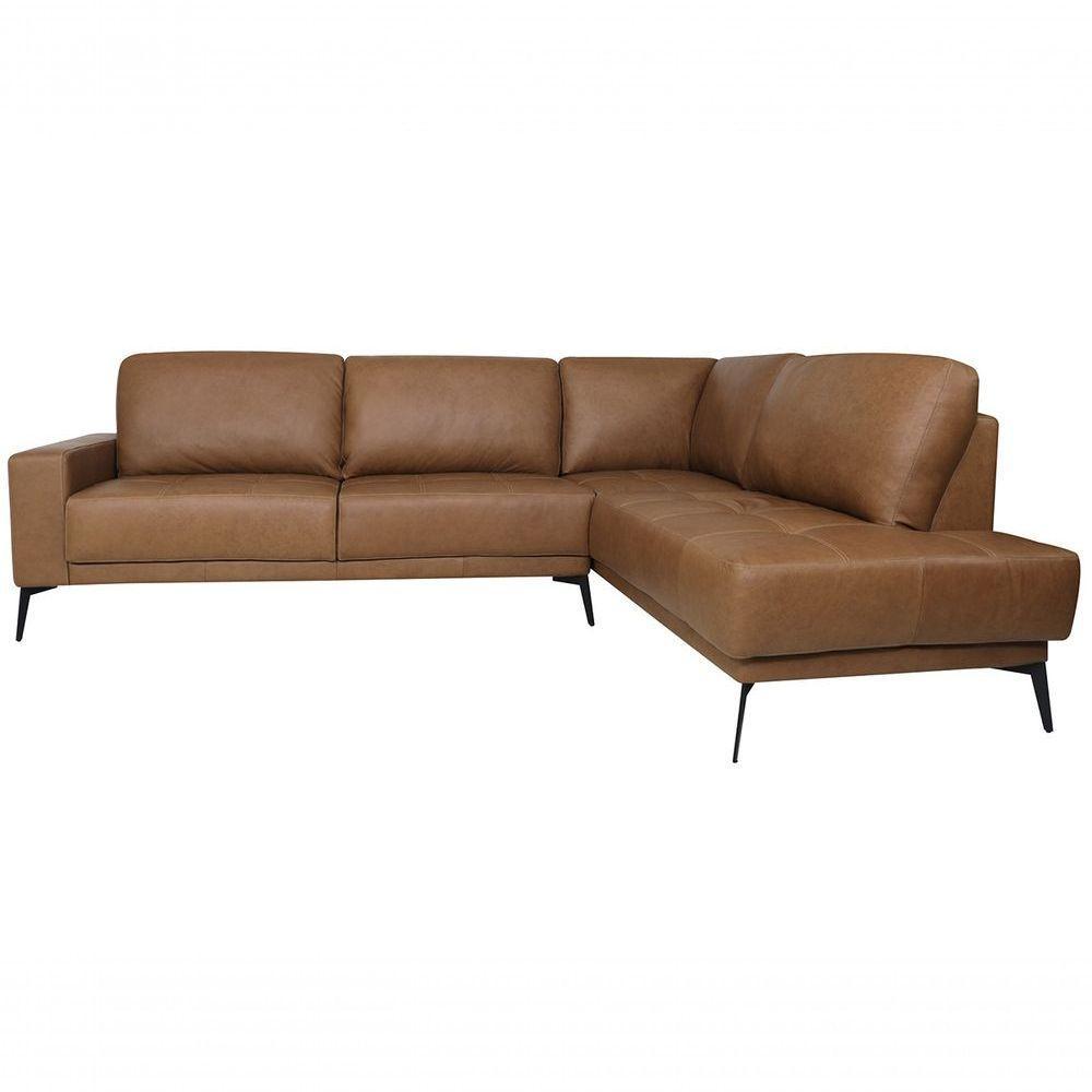 Sofá De Couro Rubi 3 Lugares Com Chaise Esquerda Soft Mel - Mempra Design - 2