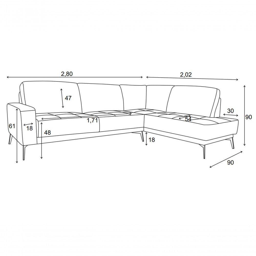 Sofá De Couro Rubi 3 Lugares Com Chaise Esquerda Soft Mel - Mempra Design - 6