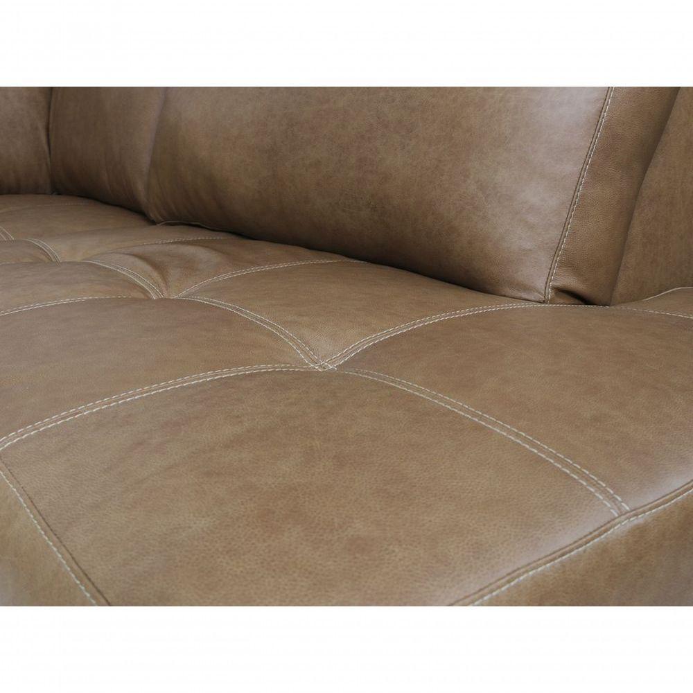 Sofá De Couro Rubi 3 Lugares Com Chaise Direita Soft Mel - Mempra Design - 4