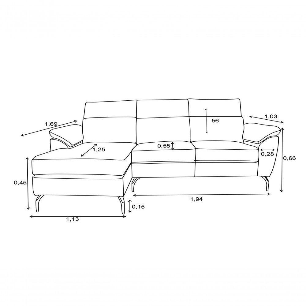 Sofá De Couro Hannover 3 Lugares Com Chaise Esquerda - Soft Gray - 7