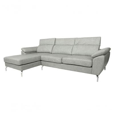 Sofá De Couro Hannover 3 Lugares Com Chaise Esquerda - Soft Gray