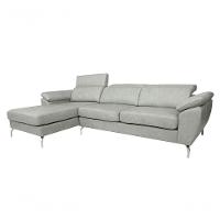 Sofá De Couro Hannover 3 Lugares Com Chaise Esquerda - Soft Gray - 2