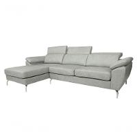 Sofá De Couro Hannover 3 Lugares Com Chaise Esquerda - Soft Gray - 3