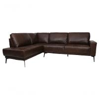 Sofá De Couro Rubi 2 Lugares Com Chaise Esquerda Soft Tabaco - Mempra Design - 1