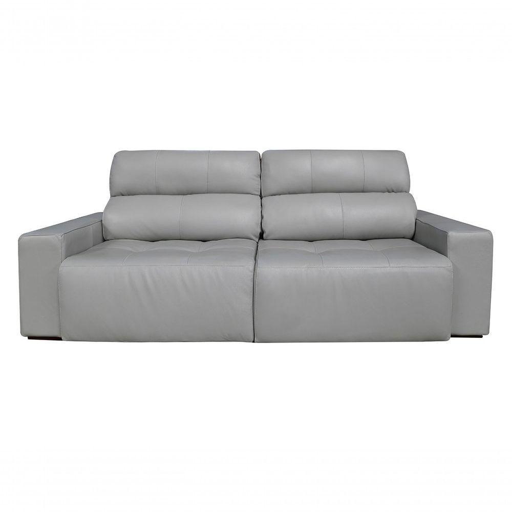 Sofá Retrátil E Reclinável De Couro Atami 2,30 M Grizzy - Mempra Design - 1