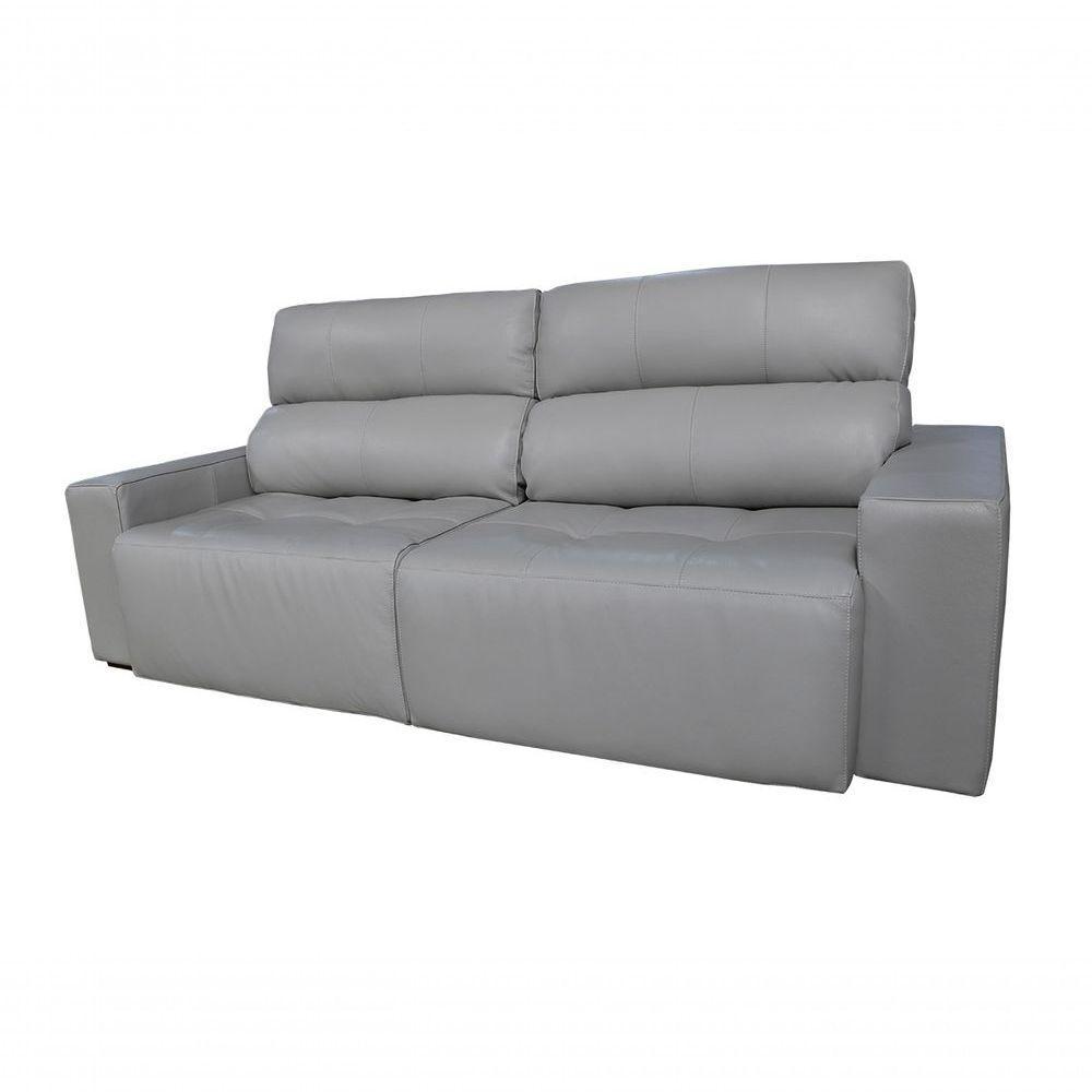 Sofá Retrátil E Reclinável De Couro Atami 2,30 M Grizzy - Mempra Design - 5