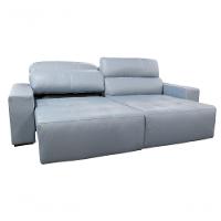 Sofá Retrátil E Reclinável De Couro Atami 2,30 M Light Blue - Mempra Design - 3