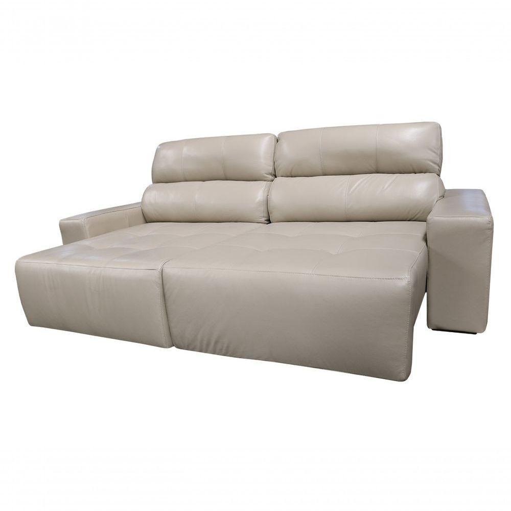 Sofá Retrátil E Reclinável De Couro Atami 2,30 M Taupe - Mempra Design - 3
