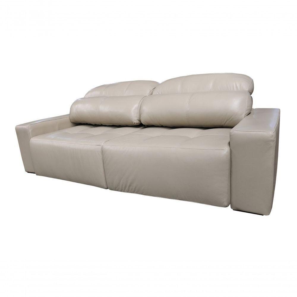 Sofá Retrátil E Reclinável De Couro Atami 2,30 M Taupe - Mempra Design - 4