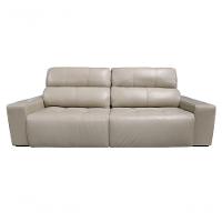 Sofá Retrátil E Reclinável De Couro Atami 2,30 M Taupe - Mempra Design - 1