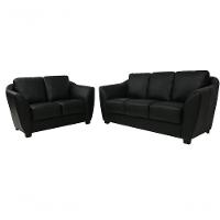 Conjunto Sofá De Couro Baltic 3 E 2 Lugares Preto Pigmentado - Mempra - 1