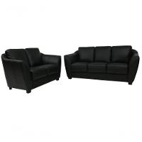 Conjunto Sofá De Couro Baltic 3 E 2 Lugares Preto Pigmentado - Mempra - 2