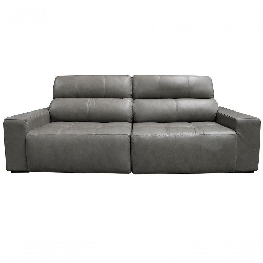 Sofá Retrátil E Reclinável De Couro Atami 2,50 M Cement Grey - Mempra Design - 1