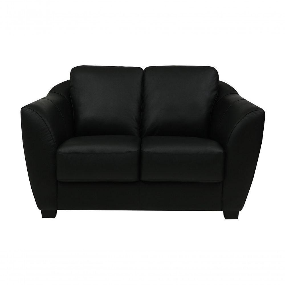 Sofá De Couro Baltic 2 Lugares Preto Pigmentado - Mempra - 1