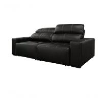 Sofá Retrátil E Reclinável De Couro Atami 2,30 M Preto Pigmentado - Mempra Design