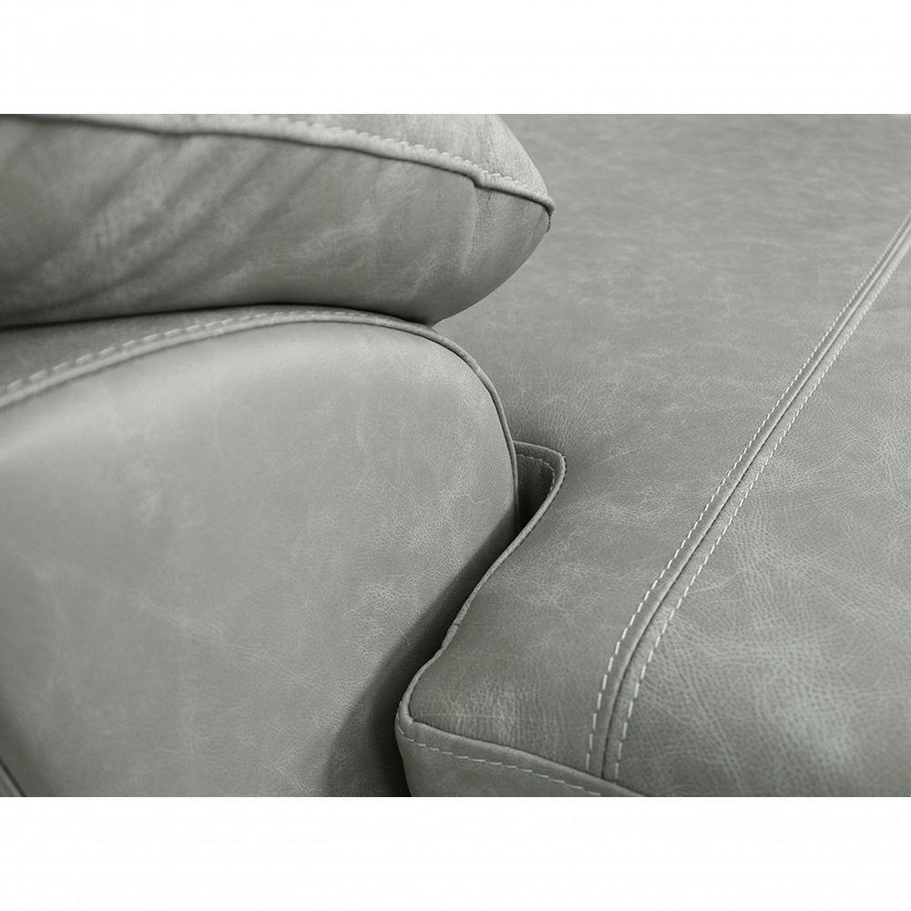 Sofá De Couro Hannover 3 Lugares Com Chaise Direita - Soft Gray - 4