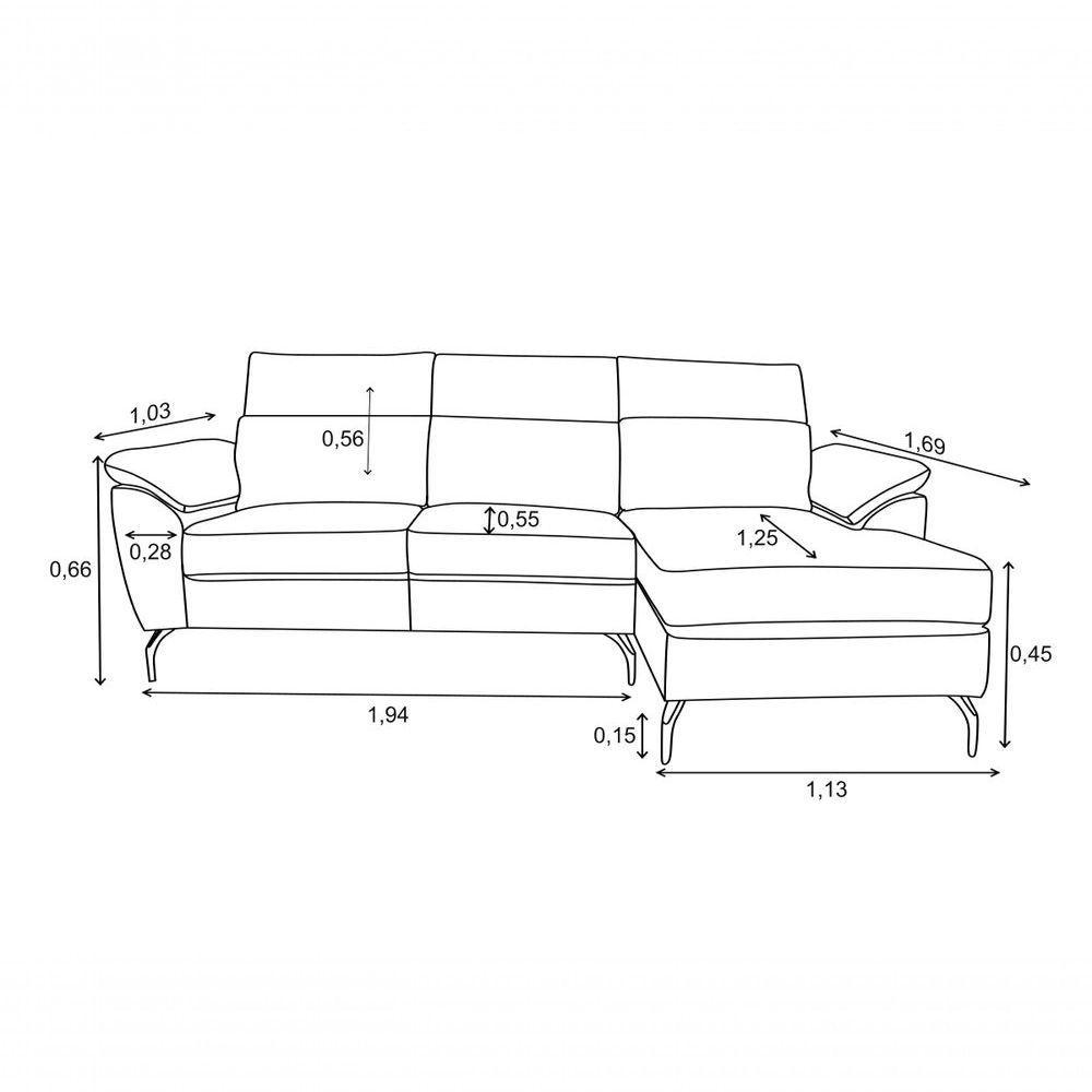 Sofá De Couro Hannover 3 Lugares Com Chaise Direita - Soft Gray - 7
