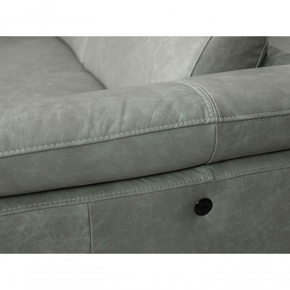 Sofá De Couro Hannover 3 Lugares Com Chaise Direita - Soft Gray - 8