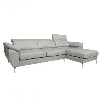 Sofá De Couro Hannover 3 Lugares Com Chaise Direita - Soft Gray - 2