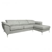 Sofá De Couro Hannover 3 Lugares Com Chaise Direita - Soft Gray - 5